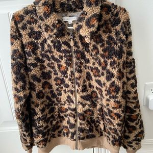 Faux Fur Leopard Bomber Jacket